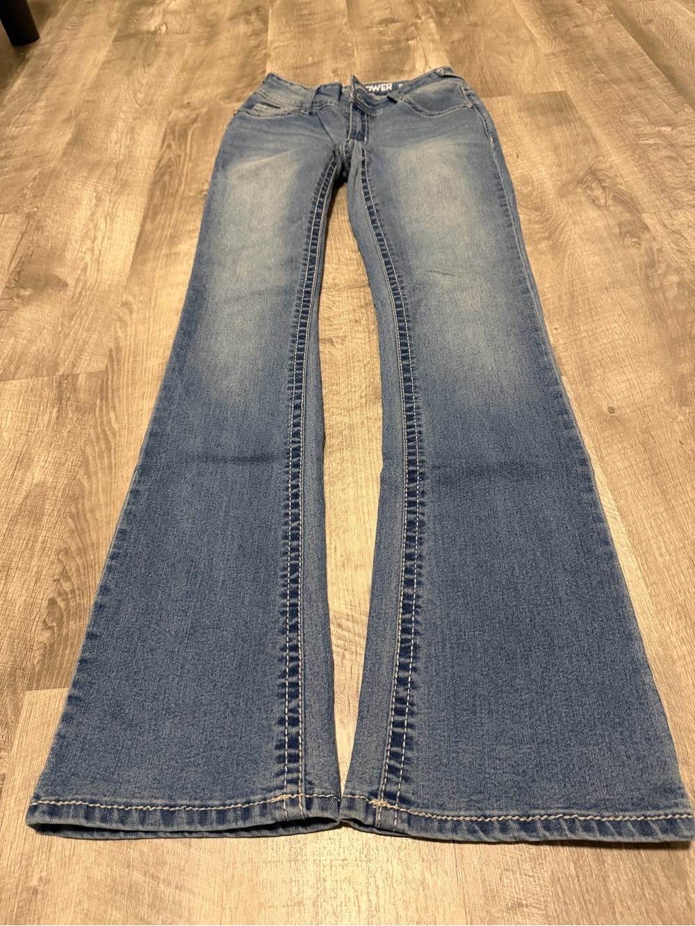 Wallflower Medium Wash Flare Jeans in Blue